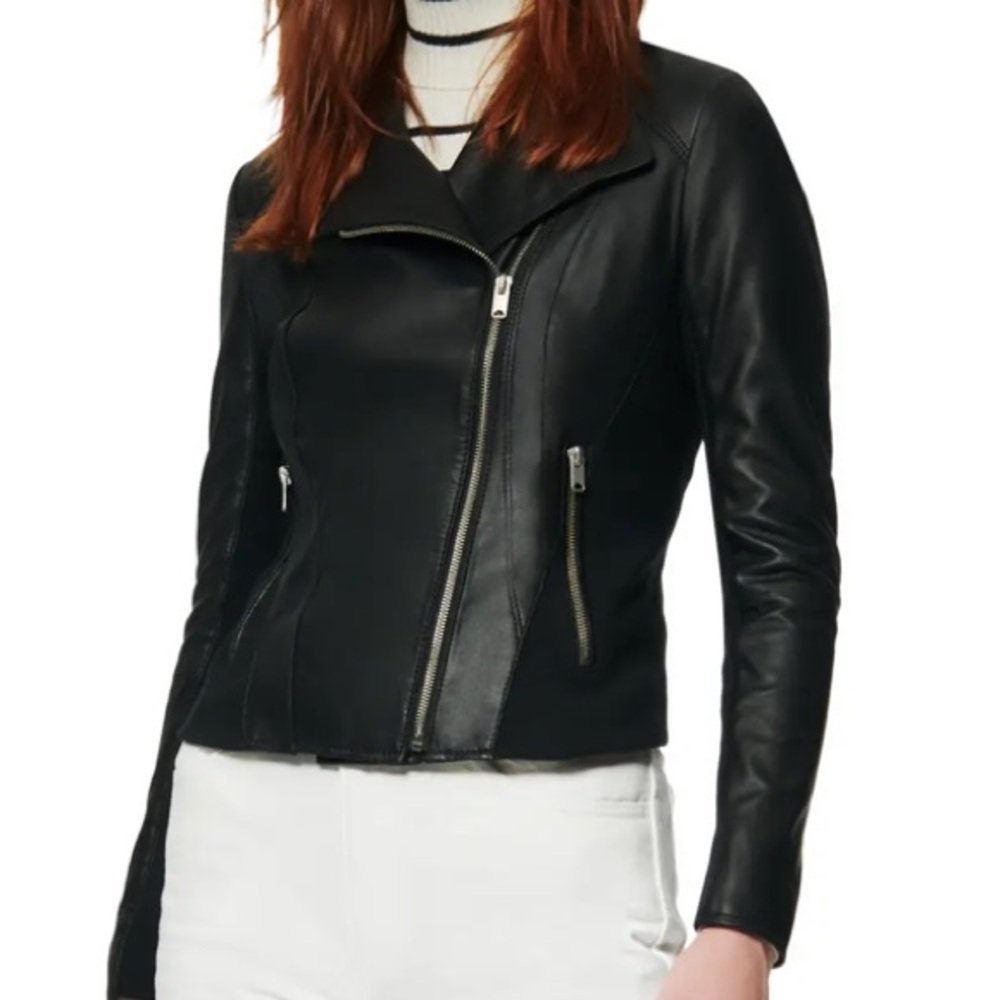Real LeatherJacket w/ Knit Panels -Marc New York